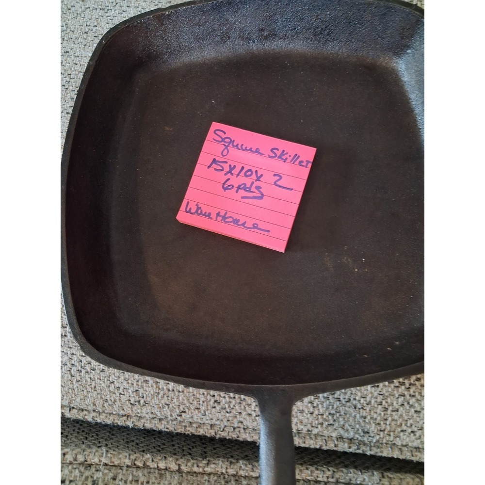 Vintage American Cast Iron Square Skillet 10-11" USA Antique Cookware - Picture 6 of 6